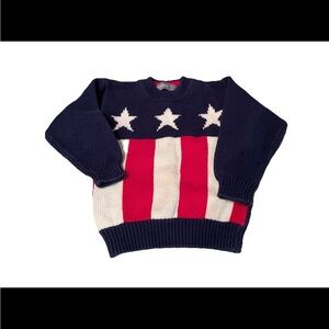 Express Boys Navy and Red Sweater patriotic US flag VTG 90s